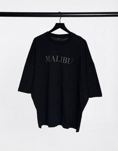 Черная oversized-футболка с принтом в виде названия города ASOS DESIGN-Черный