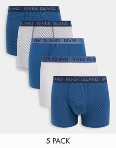 Набор из 5 боксеров-брифов в синих тонах River Island-Голубой