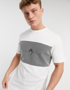 Футболка узкого кроя с фактурной вставкой River Island Maison Riviera-Белый