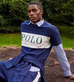 Эксклюзивные темно-синие джоггеры с боковой полосой и логотипом Polo Ralph Lauren x ASOS-Темно-синий