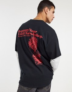Черная футболка с принтом "Kebab Nation" Vintage Supply-Черный