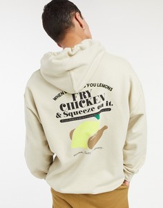 Худи с надписью Fry Chicken бежевого цвета Vintage Supply-Бежевый