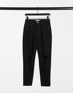 Черные укороченные джинсы с рваной отделкой In The Style x Jac Jossa-Черный