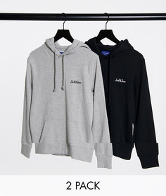 Набор из двух худи черного и серого цвета с логотипом в виде надписи Jack & Jones Core-Черный