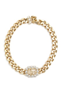 Золотистое колье с логотипом GG Gucci