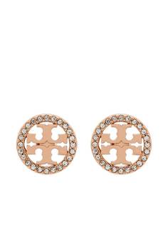 Tory Burch серьги Miller с кристаллами и логотипом