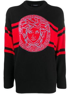 Versace джемпер вязки интарсия с декором Medusa