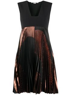 Stella McCartney плиссированное платье с эффектом металлик