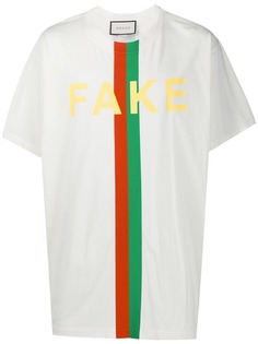 Gucci футболка с принтом Fake/Not