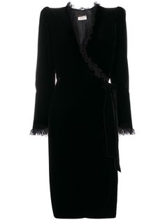 Saint Laurent платье с кружевом