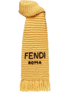 Fendi вязаный шарф с вышитым логотипом