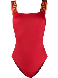 Versace купальник на бретелях с узором Greca