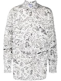 Marcelo Burlon County of Milan ALL OVER SKETCHES SHIRT WHITE BLACK