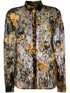 Versace Jeans Couture рубашка с цветочным принтом и вставками