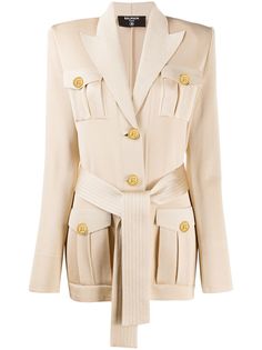Balmain блейзер с заостренными лацканами и поясом