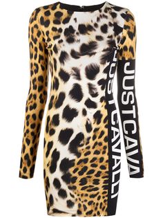 Just Cavalli платье мини с логотипом и леопардовым принтом