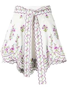 Zimmermann шорты с цветочной вышивкой