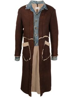 Greg Lauren многослойное пальто из овчины длины миди
