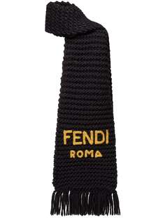 Fendi вязаный шарф с вышитым логотипом