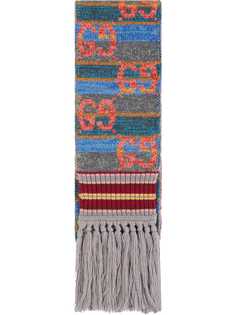 Gucci полосатый шарф из ткани ламе