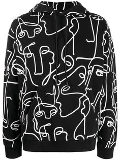 Marcelo Burlon County of Milan ALL OVER FACES OVER HOODIE BLACK WHITE