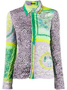 Versace атласная рубашка с принтом Barocco Patchwork