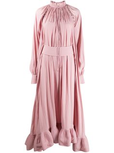 LANVIN вечернее платье с оборками и длинными рукавами