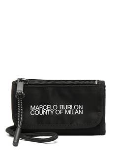 Marcelo Burlon County of Milan LOGO ZIP NECK POUCH BLACK WHITE