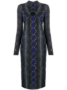 Versace платье миди со змеиным принтом и вырезом
