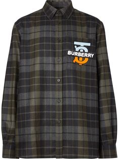Burberry фланелевая рубашка с монограммой