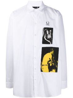 Raf Simons X Fred Perry рубашка оверсайз с нашивками