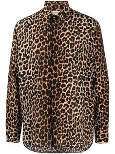 Saint Laurent рубашка с леопардовым принтом