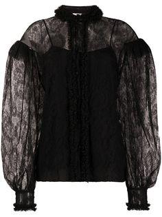 Fendi кружевная блузка с пышными рукавами