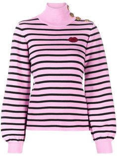 RedValentino джемпер в полоску с нашивкой-логотипом