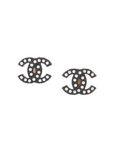 Chanel Pre-Owned серьги-клипсы 2002-го года с логотипом CC и стразами