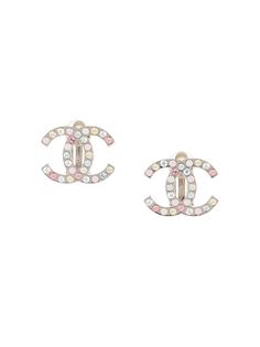 Chanel Pre-Owned серьги 2007-го года в виде логотипа CC со стразами