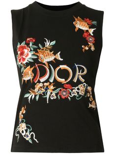 Christian Dior топ pre-owned с вышитым логотипом