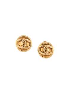 Chanel Pre-Owned серьги-клипсы с логотипом CC
