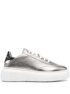 Armani Exchange кроссовки на платформе с эффектом металлик