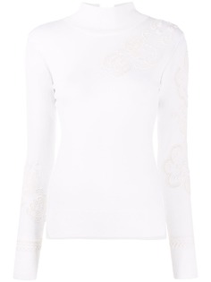 Ermanno Scervino топ тонкой вязки с английской вышивкой