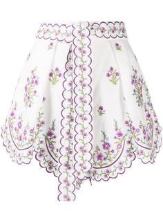Zimmermann шорты с цветочным принтом и поясом