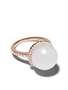 Yoko London кольцо из розового золота с жемчугом и бриллиантами