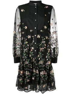 Tory Burch платье-рубашка с цветочной вышивкой