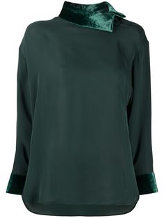 Emporio Armani блузка с бархатной окантовкой