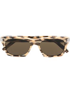 Saint Laurent Eyewear солнцезащитные очки в прямоугольной оправе с леопардовым принтом
