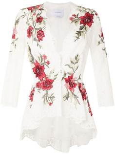 Marchesa floral-embroidered fitted blouse