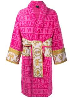Versace Home короткий халат с принтом Barocco и логотипом