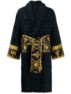 Versace Home короткий халат с принтом Barocco и логотипом