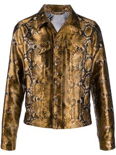 Versace куртка-рубашка со змеиным принтом
