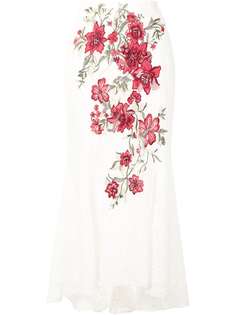 Marchesa floral-embroidered A-line skirt